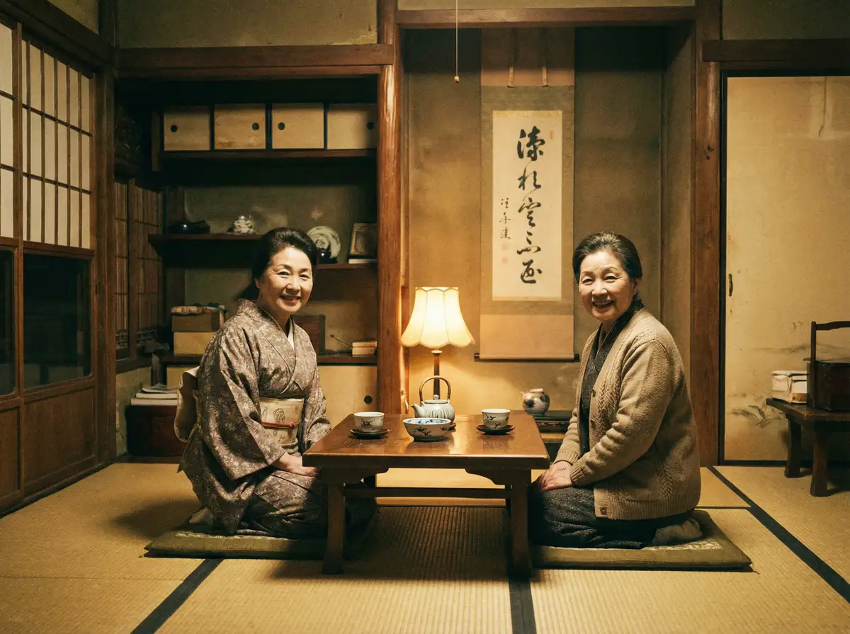 两位优雅的 [女上位]女上位官方平台_最新女上位视频 在日式茶室中品茶交谈
